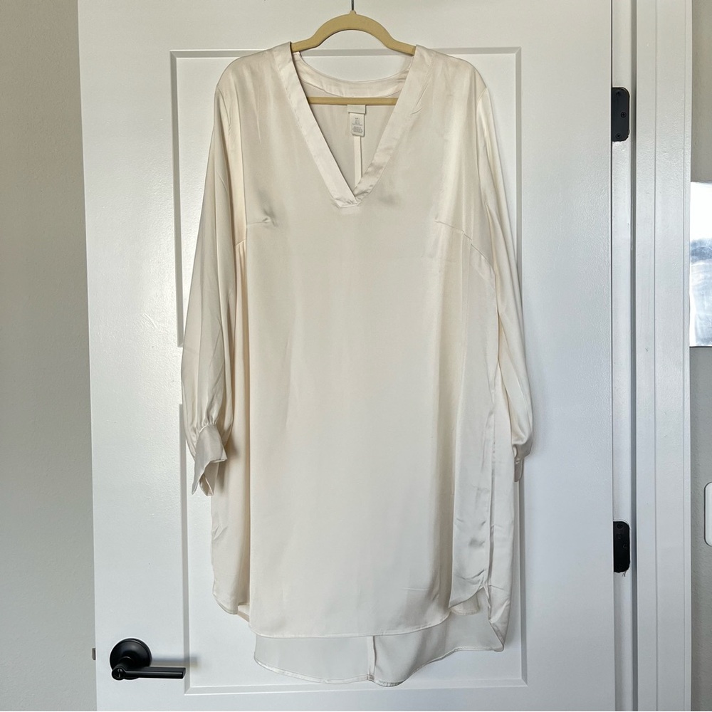 H&M Cream Satin Oversized Tunic